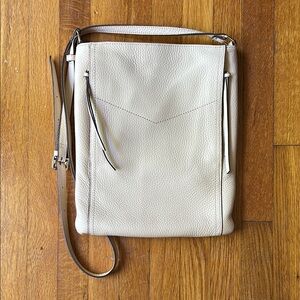 G.I.L.I. Cream Crossbody Bag with Textured Leather